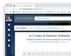 Typical MyDaemen page layout full screen