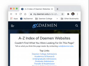 Typical MyDaemen page layout mobile screen